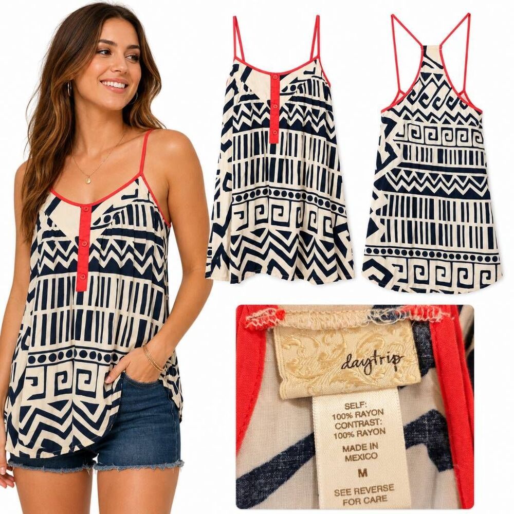 Daytrip M Geometric Tribal Racerback Tank Top